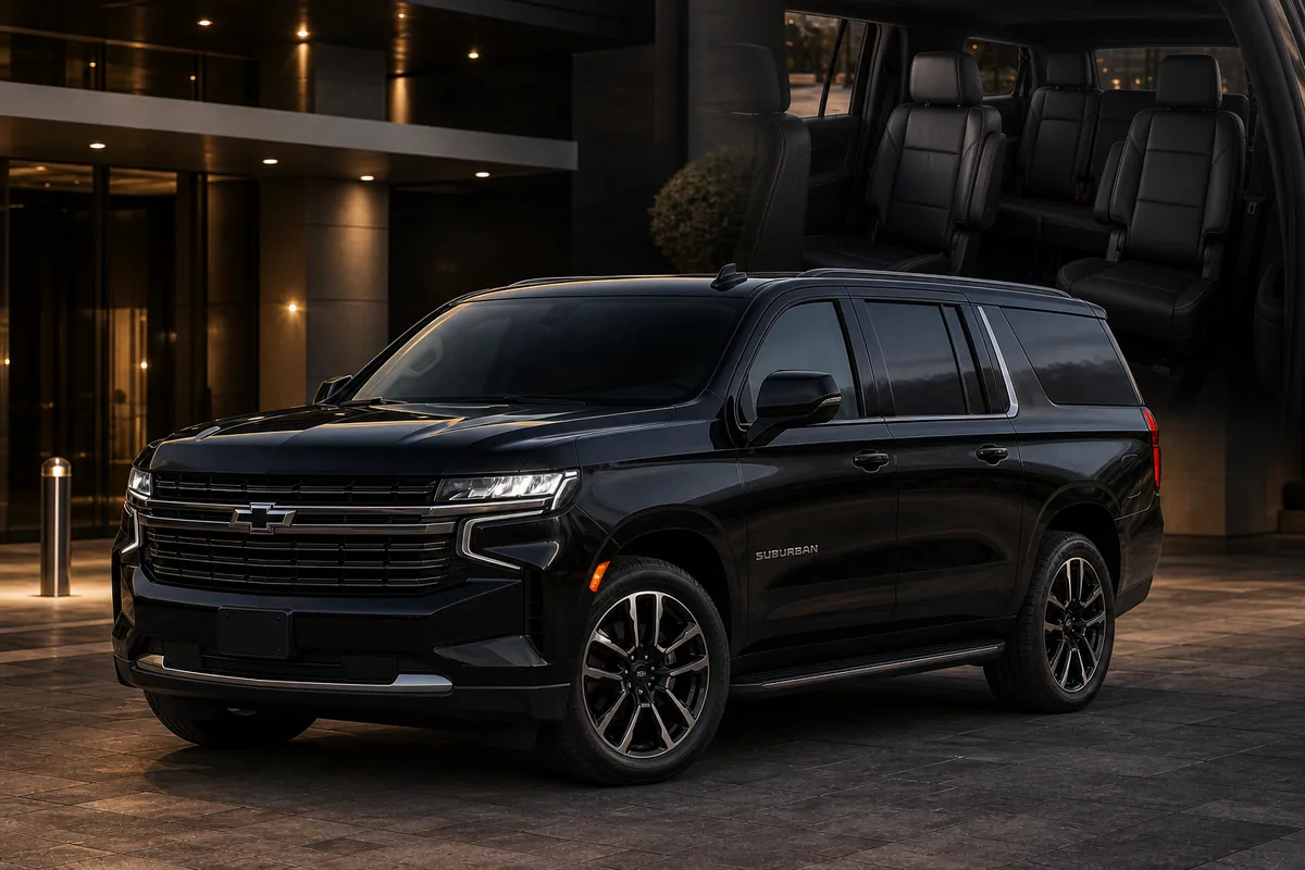Black Chevrolet Suburban full-size SUV