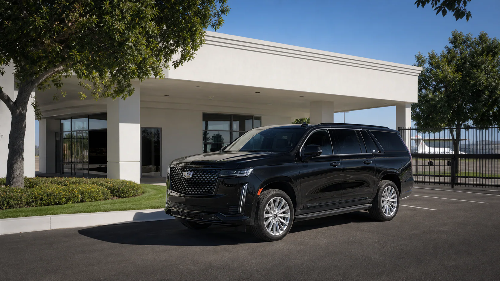 Black Cadillac Escalade prepared for private point-to-point transportation